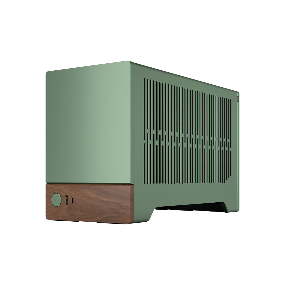Fractal Design Terra Jade - Wood Walnut Front Panel - Small Form Factor - mITX Gaming Case – PCIe 4.0 Riser Cable – USB Type-C - Anodized Aluminum Panels