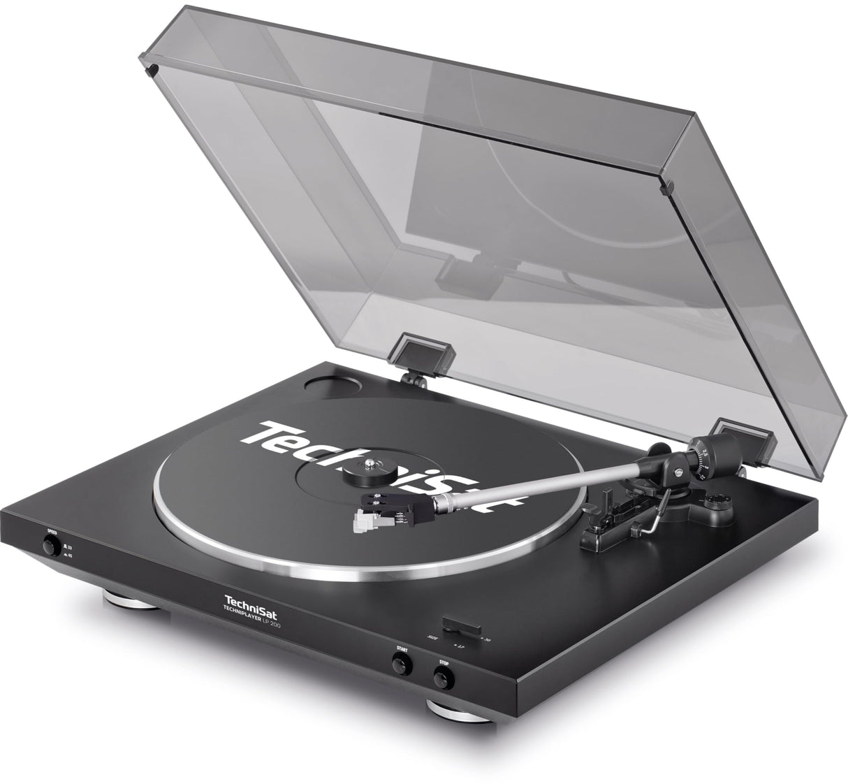 TechniSat TechniPlayer LP 200 - Tocadiscos (Tocadiscos de tracción por correa, Negro, Plata, Aluminio, 45 RPM, 0,25%, 3,6 kg)