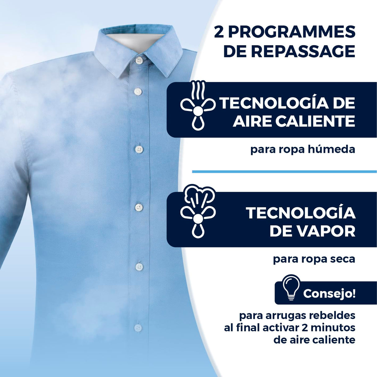 CLEANmaxx Plancha automática de camisas PRO STEAM + accesorio para pantalones | Función vapor, pantalla táctil | Plancha para camisas y blusas | Reduce olores, desinfecta, alisa, refresca
