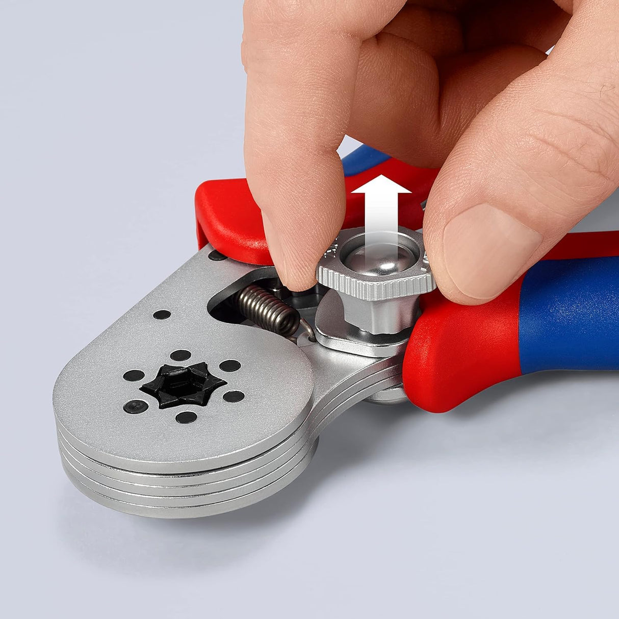 Knipex Alicate autoajustable para crimpar punteras huecas de acceso lateral cromado, con fundas multicomponentes 180 mm 97 55 14