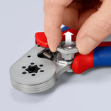 Knipex Alicate autoajustable para crimpar punteras huecas de acceso lateral cromado, con fundas multicomponentes 180 mm 97 55 14