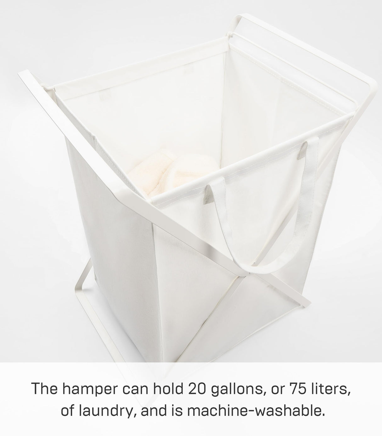 Yamazaki Home Laundry - Cesta de ropa para el hogar, forro de acero + algodón, aleación, blanco, L