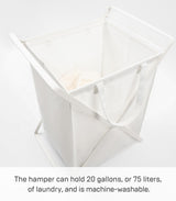 Yamazaki Home Laundry - Cesta de ropa para el hogar, forro de acero + algodón, aleación, blanco, L