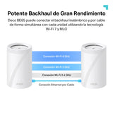 TP-Link Deco BE65(2-Pack) Wi-Fi 7 Mesh WLAN Set (Paquete de 3), Tribanda 5760 Mbit/s (6 GHz) + 2880 Mbit/s (5 GHz) + 574 Mbit/s (2,4 GHz), 6 transmisiones, 4 Puertos 2,5G, 1 USB 3.0