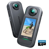 AKASO 360 Cámara de acción 360 con 128GB microSDXC U3 Tarjeta de Memoria, Sensor de 1/2", 5.7K 360, Fotos 72MP, Pantalla táctil de 2.29", Cámara Deportiva 360, Estabilización, para Deportes