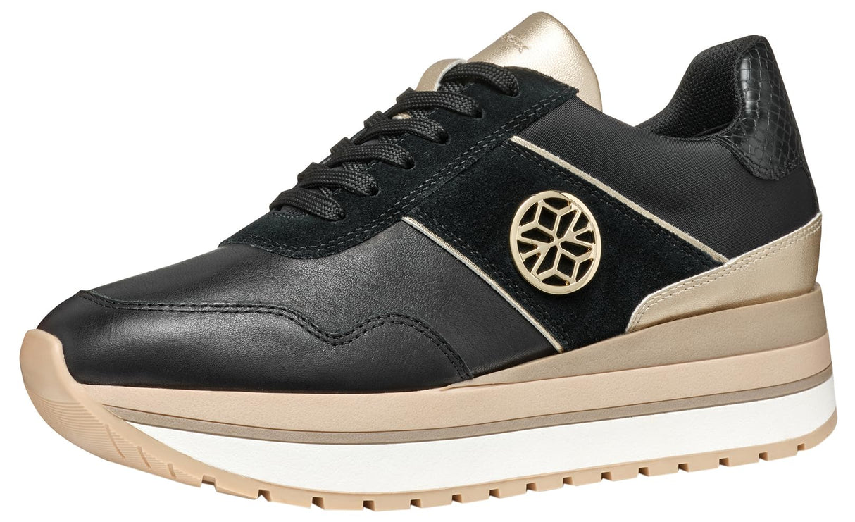 Geox D New KENCY A, Zapatillas Mujer, Black, 37 EU