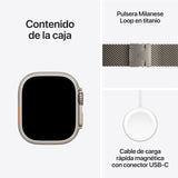 Apple Watch Ultra 2 GPS + Cellular Smartwatch, reloj deportivo con caja de titanio natural resistente 49 mm y Pulsera Milanese Loop en titanio Natural - Talla S. Monitor de entreno y neutro en carbono