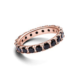 Pandora Timeless Anillo chapado en oro rosa de 14 quilates con cristal negro, talla 52