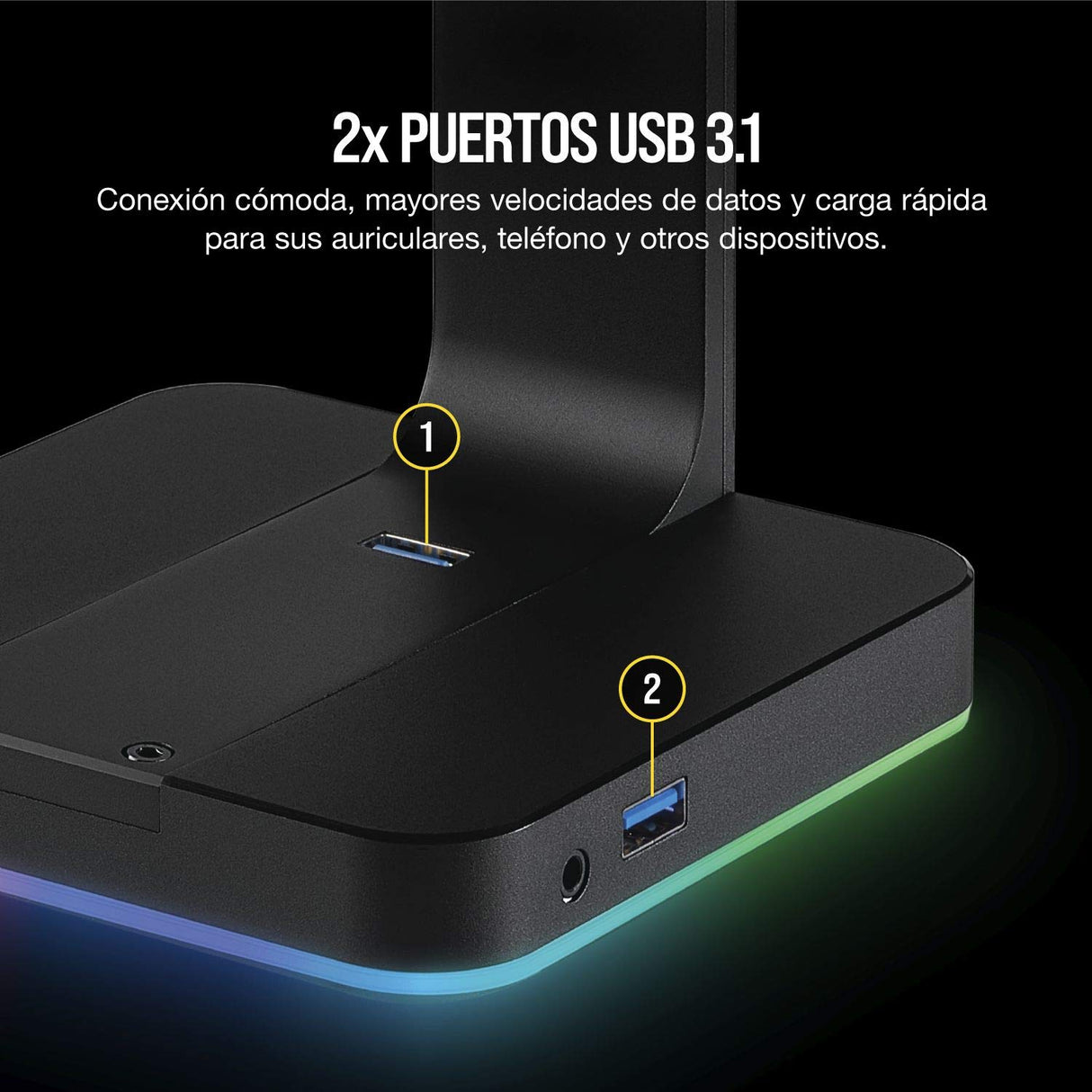 Corsair ST100 RGB Premium, Soporte de Auriculares, Negro