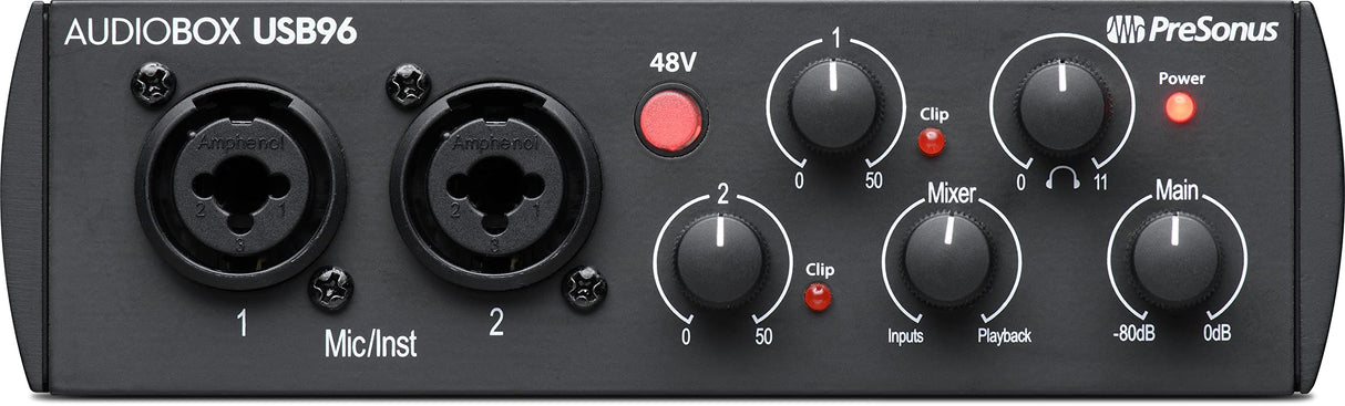 PreSonus AudioBox 96 Studio Ultimate, Paquete de Interfaz de Audio para Grabación y Producción, con Micrófono, Auriculares, Monitor de Estudio Eris E3.5 y Software, Edición 25º Aniversario