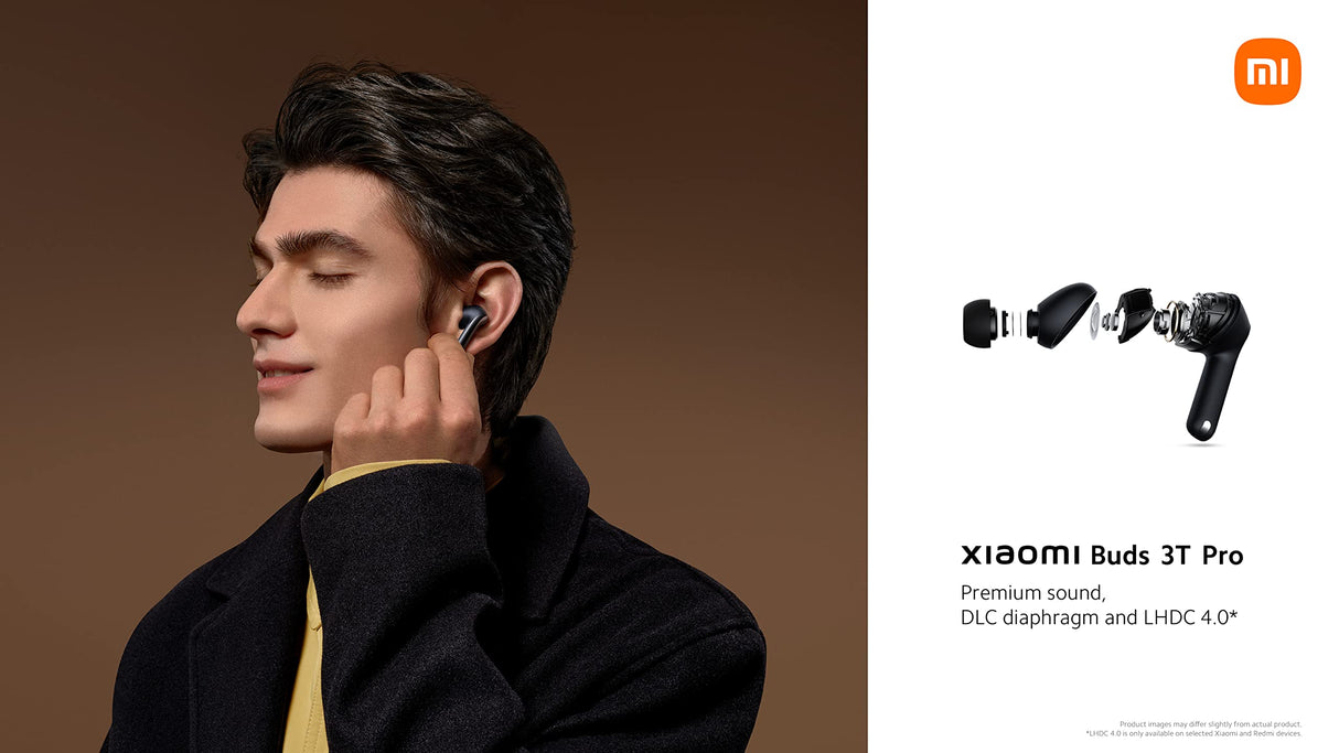 Xiaomi Buds 3T Pro (Gloss White) con cavo USB-C 1m, Connessione Bluetooth 5.2, Canellazione del Ruido Fino a 40dB, Ricarica Wireless, Resistente al Polvere e acqua, Versione Italiana