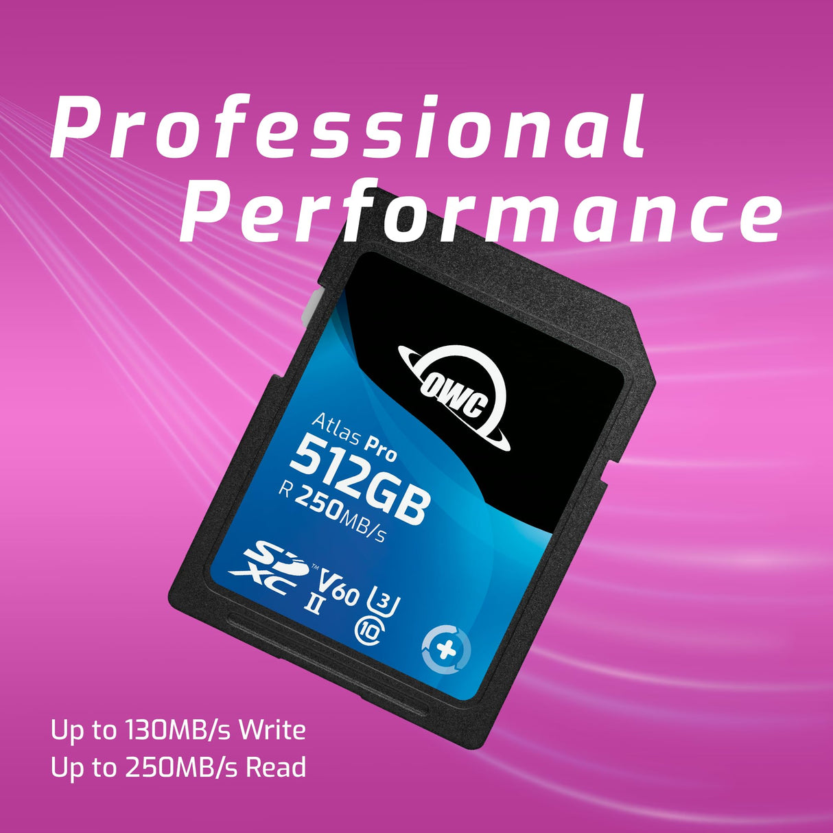 OWC Atlas Pro SDXC UHS-II V60 Tarjeta de Memoria, rentable y de máxima Calidad para los usos más habituales de Captura de Fotos y vídeos de hasta 4K - 512GB