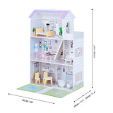 Olivia's Little World Grande Casa de Muñecas de Madera con 3 Niveles con Jardín para Niños y 16 Accesorios y Muebles para Muñecas de 30 cm