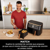 Ninja Freidora de aire Foodi MAX [AF400EUCP] doble compartimento, 9,5 l de capacidad, 2 cajones, 6 funciones, cobre