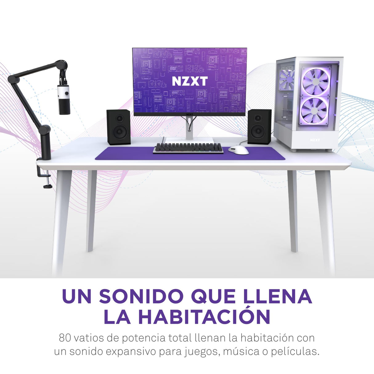 NZXT Relay Altavoces de sobremesa para PC Gaming - AP-SPKB2-EU - Sonido de Rango Completo - 80 vatios - Alto Rango dinámico - Tweeters de cúpula de Seda - Woofers de Fibra de Vidrio - Negro