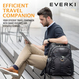 Everki Atlas - Mochila para portátil con Compartimento Ajustable para portátil de 13 a 17,3 Pulgadas (33-43,9 cm), Trolley Flap, Concepto Plano Bien pensado y Otras Funciones, Negro, EKP121-1