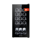 EVVO Vinoteca 15 Botellas, Botellero Vertical, Display Temperatura Interior, Tecnología de Enfiramiento Termoeléctrico, Temperatura Ajustable 5-18ºC, Muy Silenciosa 39 dB, Pantalla Táctil Modelo: VT15