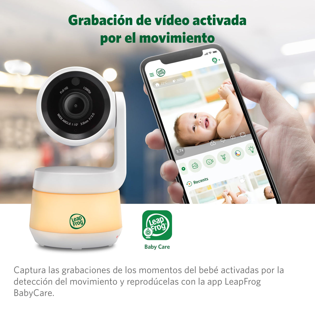 LeapFrog LF925HD Baby Monitors, 1080p WiFi Smart Baby Monitors, 360° Translation & Tilt, 8X Zoom, 5" 720p LCD Display, Night Vision, Walkie - Two-Way Talkie