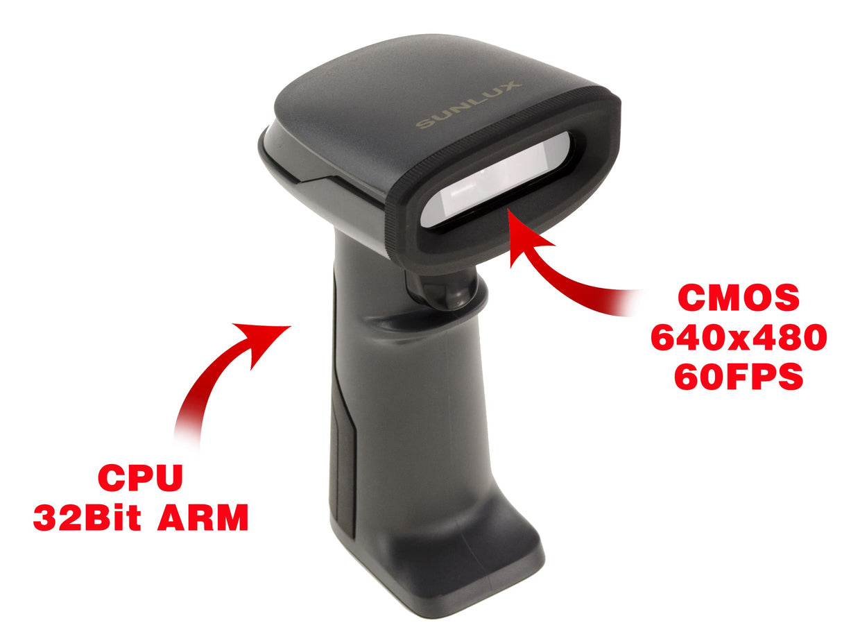 KALEA-INFORMATIQUE Escáner de Mano para códigos de Barras Tipo EAN y códigos 2D Tipo QR. Conexión Serie COM RS232. Suministrado con Soporte, Parpadeo automático