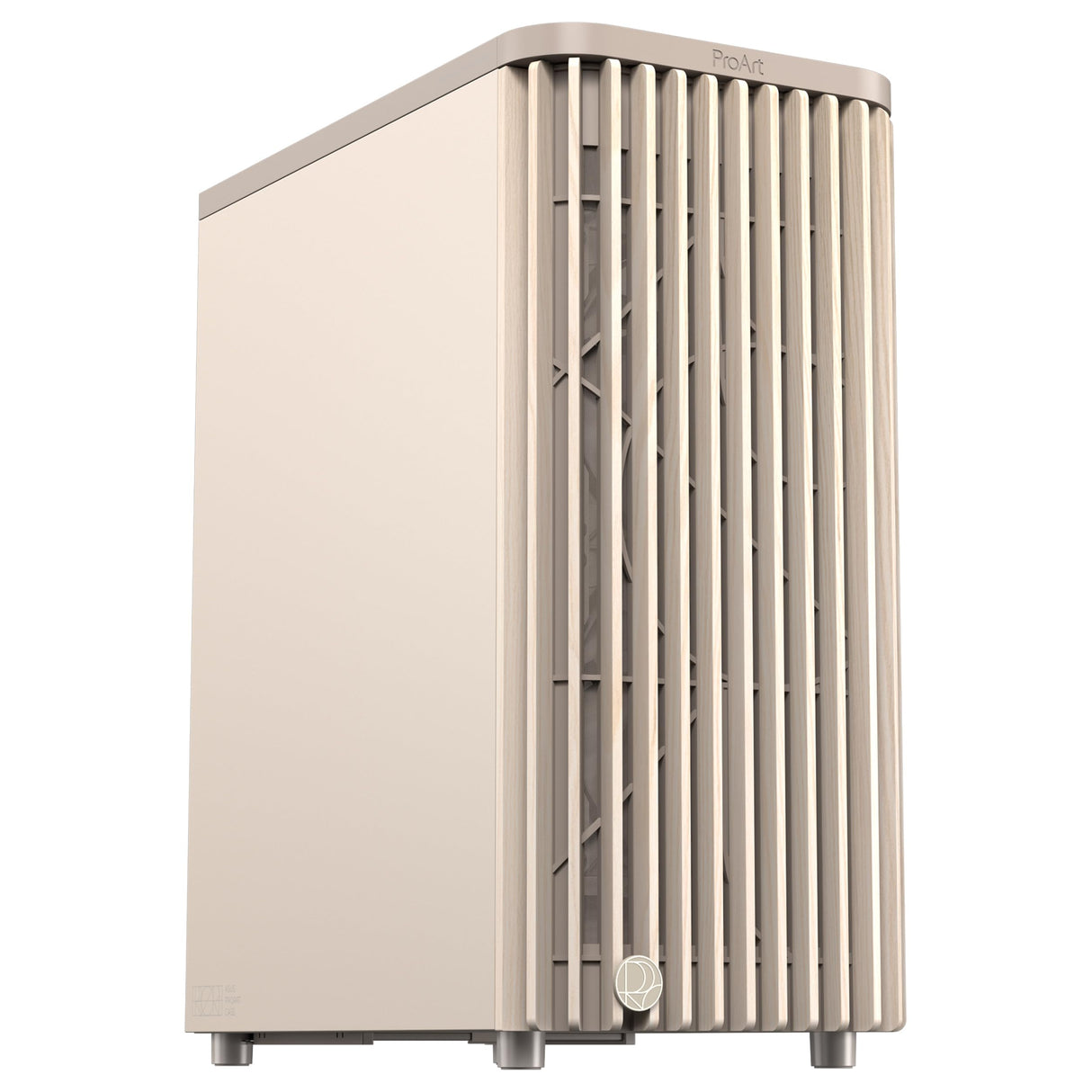ASUS ProArt PA401 Wood Edition - Chasis ATX con Panel de Metal, Compatible con GPU de 314mm, Compatible con radiadores de 240 mm, Dos Ventiladores de 160mm, Soporte de PSU extraíble - Beige