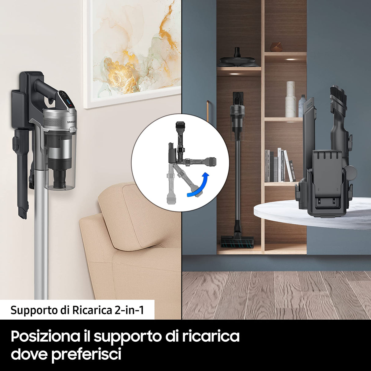 Samsung Aspirazione VS20T7531T1/ET, Samsung Jet 75 Turbo, plata negra, 4 accesorios