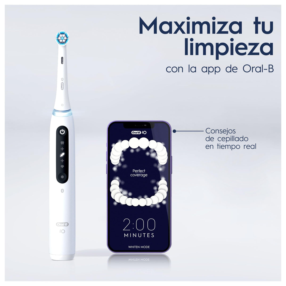 Oral-B iO 5N Cepillo de Dientes Eléctrico Blanco Con Mango Recargable, 1 Cabezal y Estuche De Viaje, 5 Modos De Cepillado Con Blanqueamiento Dental, Sensor De Presión, Diseñado por Braun