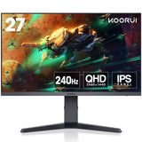 KOORUI Gaming Monitor 27 Pulgadas - Pantalla WQHD PC, 240Hz, 1ms, Adaptive Sync, Compatibilidad Gsync, (2560x1440, HDMI, DisplayPort, HDR 400) Negro/Rojo