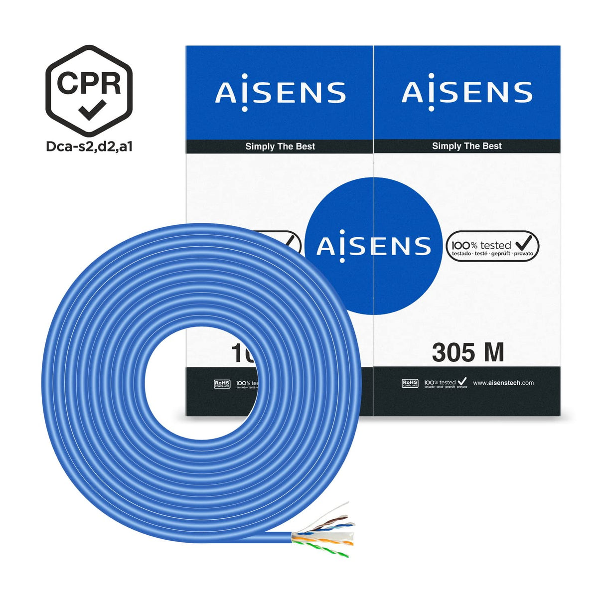 AISENS Cable de Red RJ45 LSZH CPR Dca CAT.6 UTP AWG24. Azul. 305 m