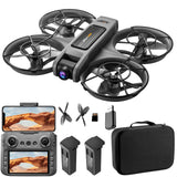 OBEST Drone con cámaras dobles, control remoto de pantalla de 4,5 pulgadas, juguete volador con luz nocturna LED, cámara ajustable de 90°, con tarjeta SD, 2 baterías