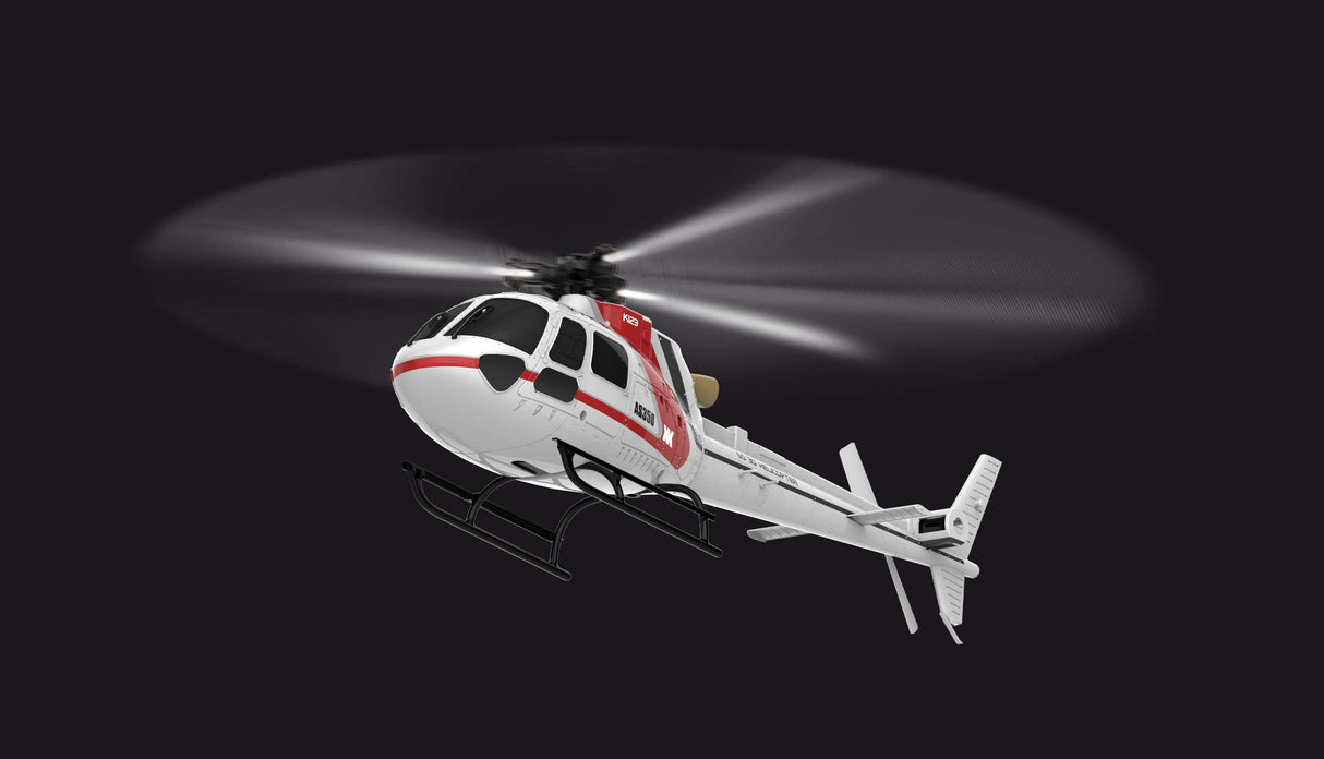 Amewi AS350 Helicóptero sin escobillas de 3 Palas 3D/6G Flybarless RTF, Rojo y Blanco RC Control Remoto
