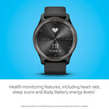 Garmin Vivomove Trend, Elegante Smartwatch Híbrido de 40 mm con Sofisticado Aspecto Analógico, Bisel de Acero Inoxidable y Funciones Inteligentes, Negro