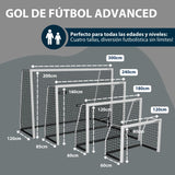 Hudora Portería de Fútbol Avanzada 120/180/240/300 I para Niños/Jóvenes & Adultos I Ideal para Jardín I Impermeable & Estable para Entrenamiento de Fútbol con Red de Malla Fina