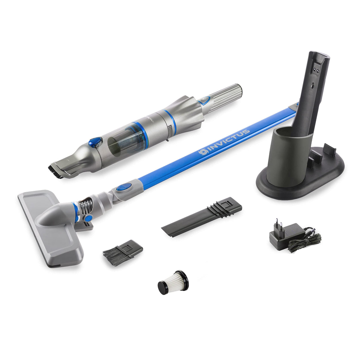 Genius Invictus One 2.0 A82113 - Aspiradora de Mano con 12 Piezas, sin Bolsa e inalámbrica con 13000 PA, 2 filtros HEPA, batería de Iones de Litio, Boquilla para Juntas, Boquilla de Suelo, 90 W, 76