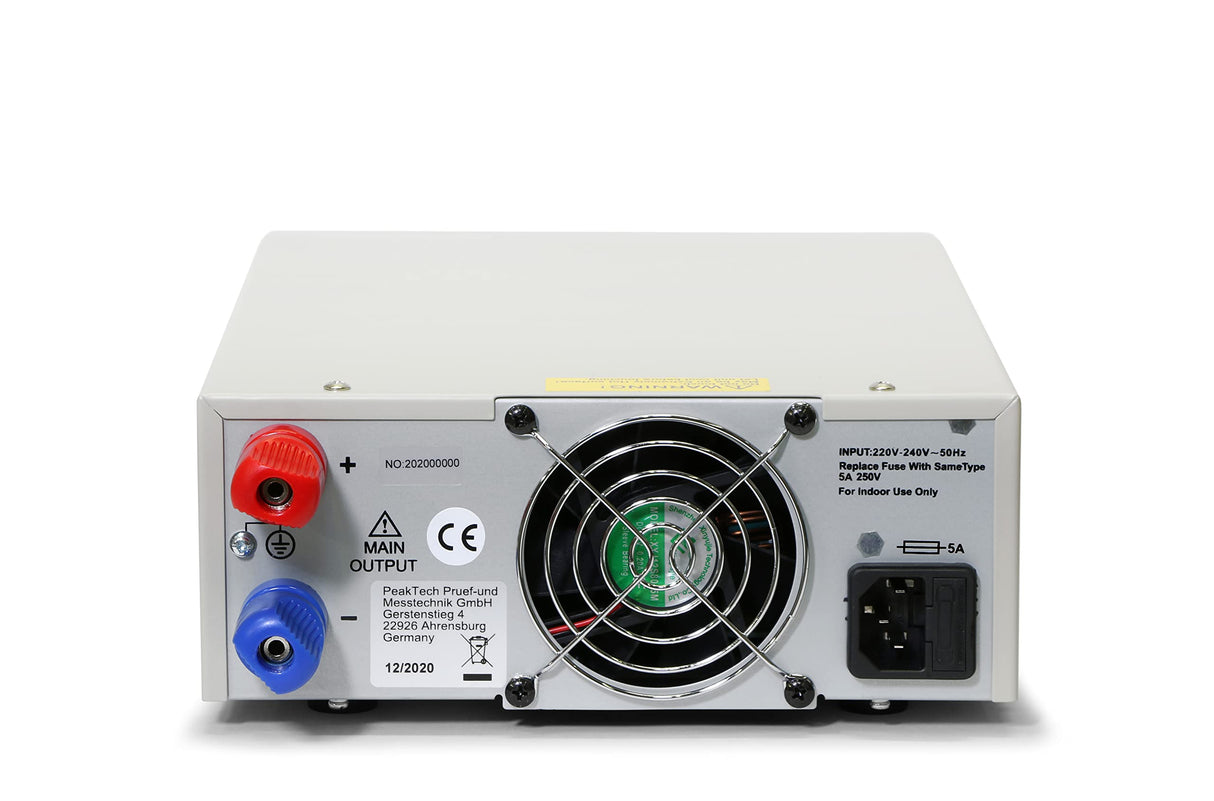 PeakTech 6155 - Fuente de Alimentación Digital C 1-30 V / 0-20A Pantalla LCD, Conmutación Confiable, Protección Contra Sobretensiones, Salida de Cc, Potencia de Salida 600 W - 214 x 87 x 336 mm