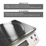 LOUIS TELLIER - Balanza Electrónica Profesional - 5kg - IP53 - Precisión 0,5 g - Bandeja Extraíble de Acero Inoxidable - Cocina - Panadería - 22 x 16,5 cm