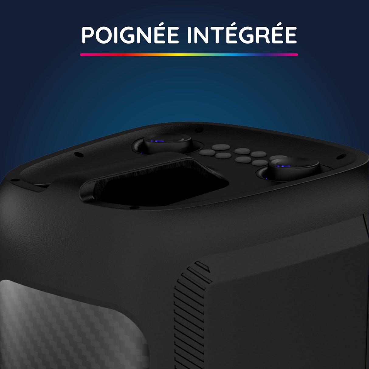 R-MUSIC - Party Boost M - Altavoz de Alta Potencia - Bluetooth 5.3, 11h de autonomía, RGB, Modo Karaoke, Micrófono con Cable, Mango Integrado, Ecualizador