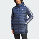 adidas Hombre Essentials 3-Stripes Light Down Hooded Parka, Legend Ink, M