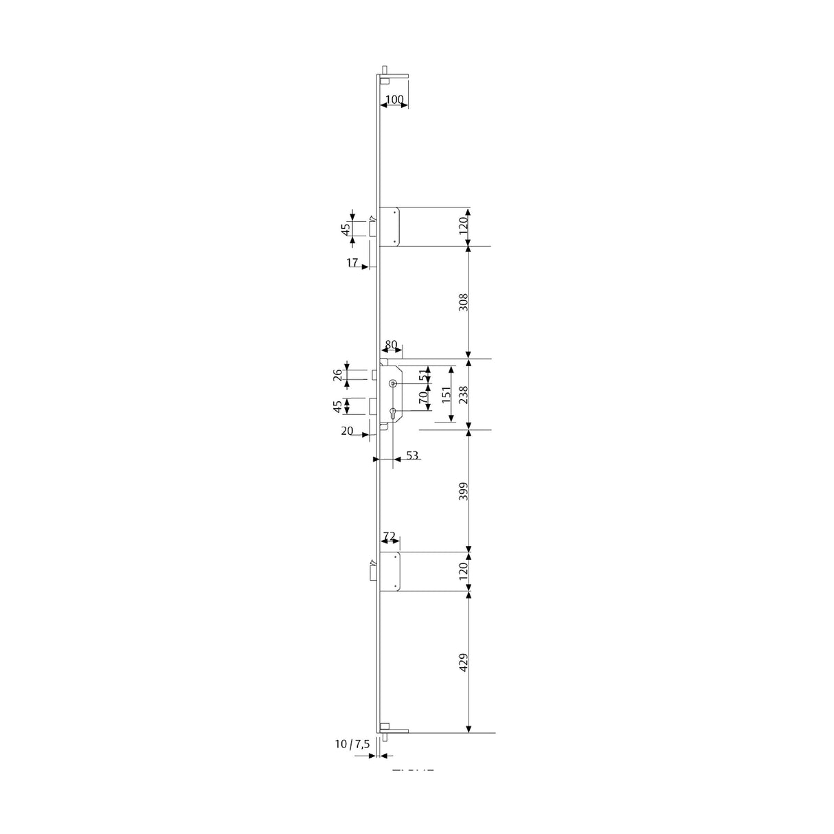 Tesa Assa Abloy TLPN566LE Cerradura Multipunto de Embutir