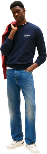 Tommy Hilfiger Sudadera Hombre Stacked Regular Fit, Azul (Desert Sky), M