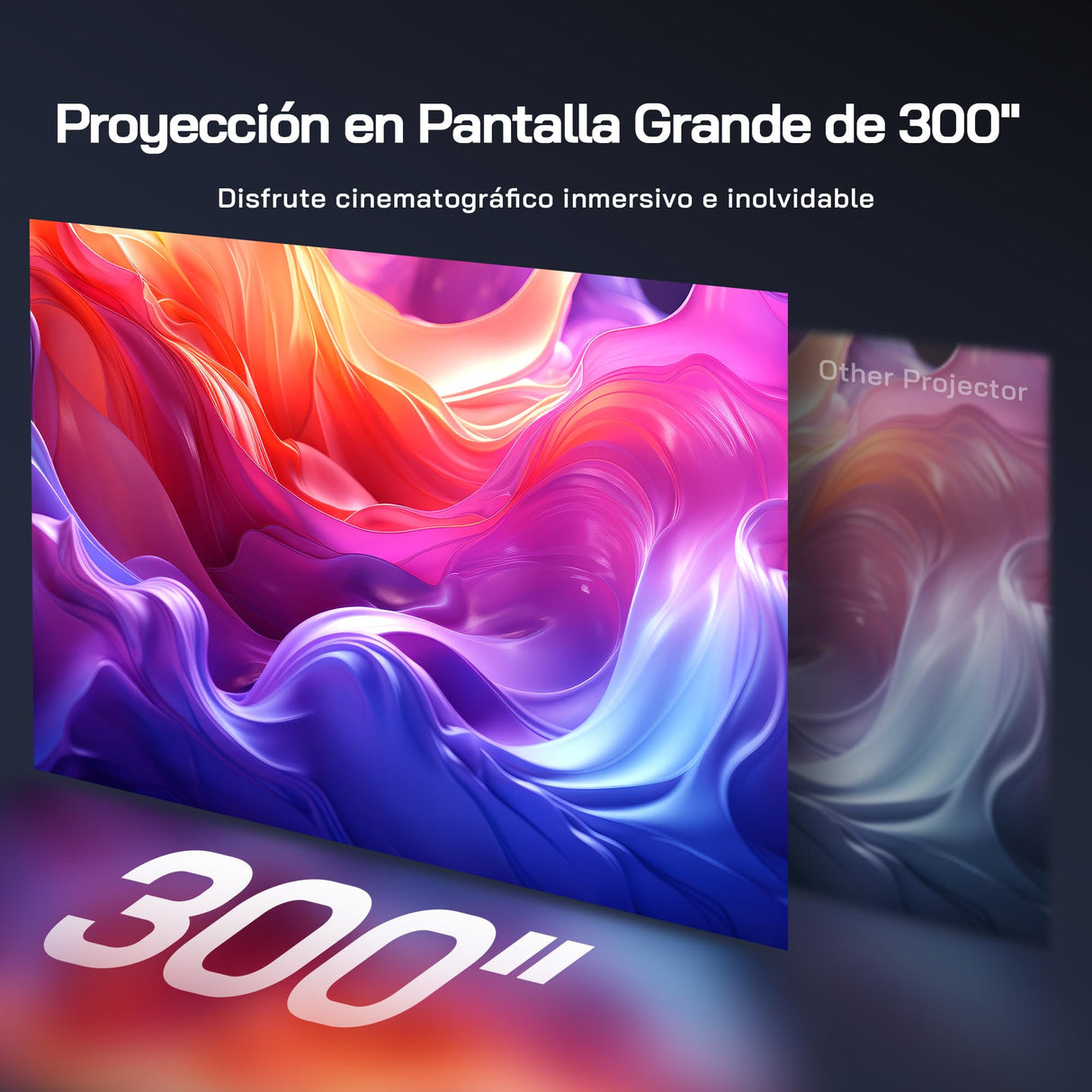 WOLFANG 28000 Lúmenes Proyector Portátil 【Netflix Oficial & Autofocus/Keystone】, Mini Proyector 4K con Bluetooth 5.2 y WiFi 6, Proyector Inteligente con Soporte de 180° para Pantalla de 300"