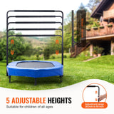 VEVOR Trampolín para Niños, Interior y Exterior, Mini Trampolín Plegable con Asa, Trampolín Rebotador para Niños de 3 Años en Adelante, Niños y Niñas para Divertirse, Azul, 1435 x 970 x (965-1285) mm