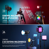 NEEWER 300W RGB Luz Video LED App/2.4G Control 17 Efecto 2500-7500K 36000lux/1m COB Iluminación Salida Continua CRI95+/TLCI97+ 4 Curvas de Atenuación Foco Bowens Mount para Estudio Fotográfico,FS300C