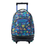 TOTTO - Mochila Escolar con Ruedas Desmontables, Modelo Tiza, Capacidad 26 L, Mochila PC 15.4", Bolsillo Botella, Manija Telescópica, Espaldar Ergonómico y Correas en S, Estampado Tello Azul