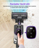 Vexilar Aspiradora sin Cable V8PRO 35KPa,Aspirador 3-en-1 Autonomía 40 Mins, Escoba Aspiradora sin Cable Potente Succión,Aspirador Vertical para Pelo de Mascotas/Alfombra/Suelo/Coche