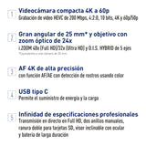 Panasonic HC-X1600E 4K 60p Videocámara Profesional con Lente Gran Angular de 25 mm, Zoom Óptico de 24x, OIS Híbrido de 5 Ejes, Wi-Fi, USB PD, Negra