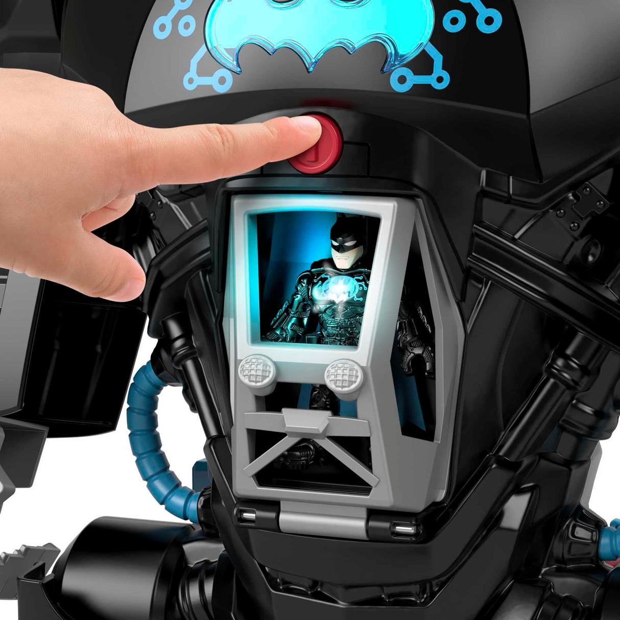 Fisher-Price Imaginext DC Super Friends Bat-robot con Bat-tecnología, robot 2 en 1 que se transforma y conjunto de juego de Batman con luces y sonidos para niños y niñas de 3 a 8 años