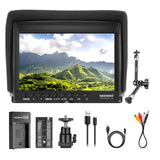 NEEWER F100 Monitor de Campo de Cámara de 7" HD Asistente de Video Delgado IPS 1280x800 Entrada HDMI 1080p con 2600mAh Batería de Li-Ion/Cargador USB, Brazo Mágico de 11" para Cámara DSLR