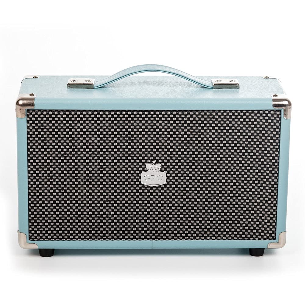 GPO Westwood Retro 25 Altavoz con subwoofer de 25 vatios, entrada RCA, Bluetooth, rejilla vintage y asa de transporte - Azul
