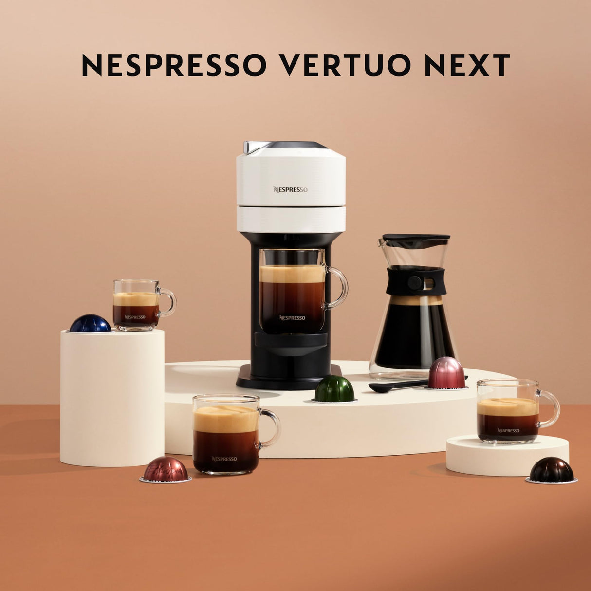 De'Longhi Cafetera Nespresso Vertuo Next, Cafetera Express de Cápsulas de Café Superautomática, Máquina de Café con Wifi y Bluetooth, ENV120.W, Blanco