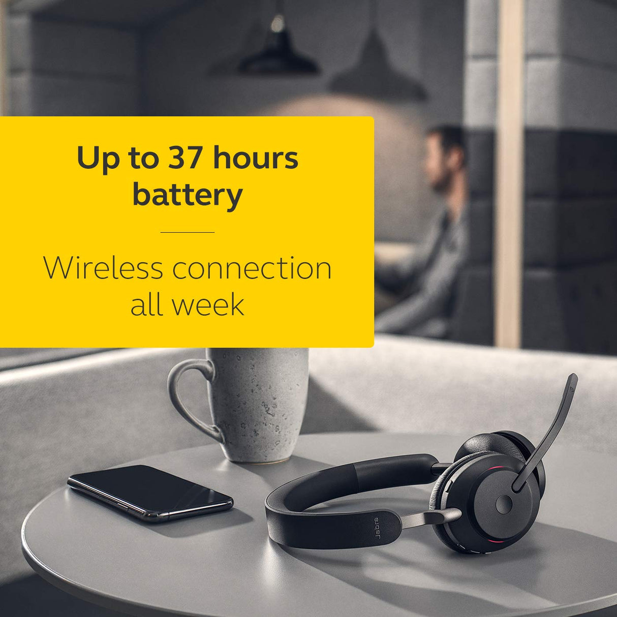 Jabra Evolve2 65 Auriculares Inalámbricos Estéreo PC con Cancelación de Ruido - Certificados para plataformas UC - Batería de Larga Duración - Adaptador Bluetooth USB-A - Negro